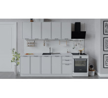 Кухонный гарнитур «Белладжио» длиной 200 см, белый, фон белый