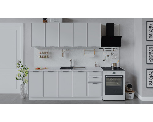 Кухонный гарнитур «Белладжио» длиной 200 см, белый, фон белый