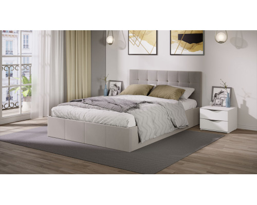 Кровать с ПМ «Эмма», 140 (с подъемным механизмом) с заглушиной, Велюр Confetti Smoke