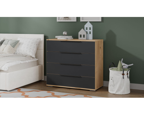 Комод «Джоли», Дуб Крафт золотой, Графит матовый