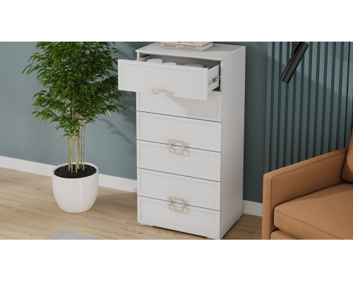 Комод «Стелла», Белый холст, Белый Жемчуг