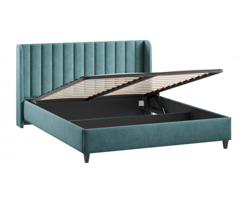 Кровать с ПМ «Шанель» 160 (с подъемным механизмом), Микровелюр Wellmart Indigo