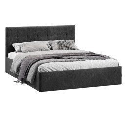 Кровать без ПМ «Джоли» 180 Тип 1 (без подъемного механизма), микровелюр Wellmart Graphite