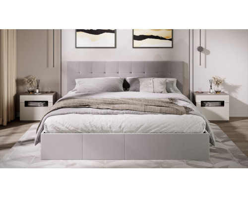Кровать с ПМ «Эмма»,180 (с подъемным механизмом) с заглушиной, Велюр Confetti Silver