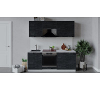 Кухонный гарнитур «Детройт» длиной 200 см со шкафом НБ, белый, угольный камень