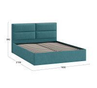 Кровать без ПМ «Глосс» Тип 1 ,1600 (без подъемного механизма), Микровелюр Wellmart Indigo