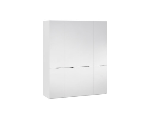 Шкаф комбинированный с 4 зеркальными дверями «Глосс», белый глянец