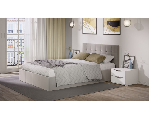 Кровать с ПМ «Эмма», 140 (с подъемным механизмом) с заглушиной, Велюр Confetti Smoke