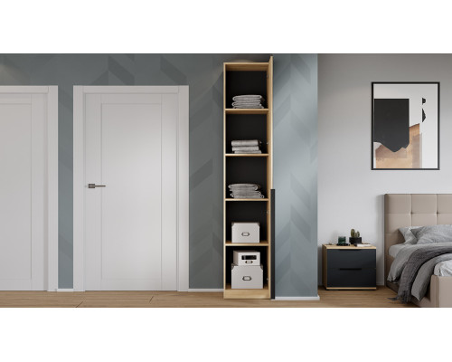 Шкаф для белья «Джоли» 450, дуб крафт золотой, графит матовый