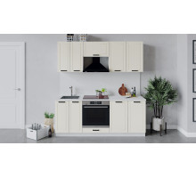 Кухонный гарнитур «Лорас» длиной 200 см со шкафом НБ, белый, холст брюле
