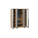 Шкаф для одежды (580) Порто с 4 стеклянными дверями, яблоня беллуно/графит/стекло сатин черное