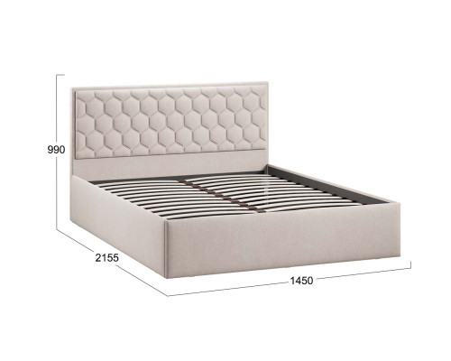 Кровать без ПМ «Порто» 140 (без подъемного механизма), велюр мокко светлый