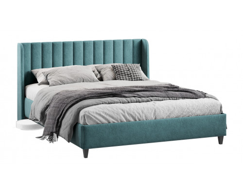 Кровать с ПМ «Шанель» 160 (с подъемным механизмом), Микровелюр Wellmart Indigo