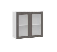 Шкаф навесной 800 c двумя дверями со стеклом «Кимберли», Белый, Муссон