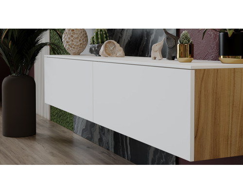 Тумба для теле- и радиоаппаратуры «Порто», Яблоня Беллуно, Белый софт