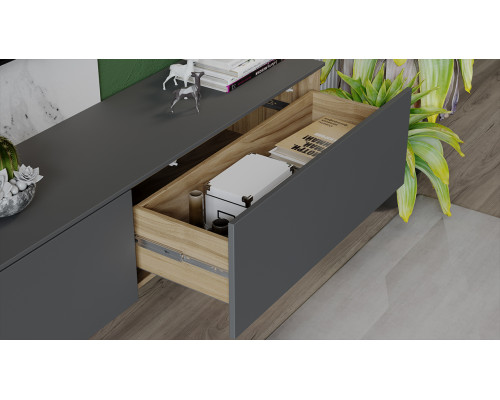 Тумба для теле- и радиоаппаратуры «Порто», Яблоня Беллуно, Графит софт