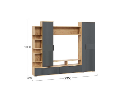 Гостиная «Моника», Дуб Крафт золотой, Графит матовый