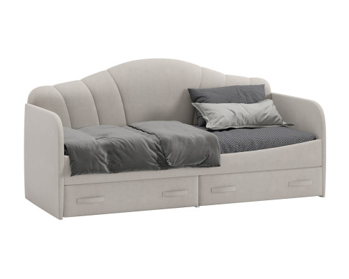 Кровать с мягкой спинкой и ящиками «Сабрина» (900),велюр мокко светлый