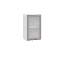 Шкаф навесной 450 c одной дверью со стеклом «Белладжио», Белый, Софт капучино