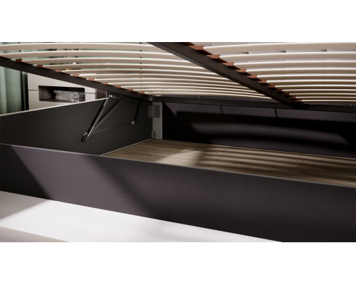 Кровать с ПМ «Эмма», 180 (с подъемным механизмом) с заглушиной, Велюр Confetti Smoke