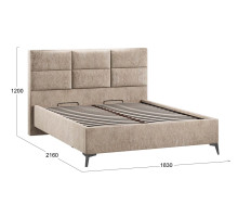 Кровать с ПМ «Делана», 160, Микровелюр Wellmart Dark Beige  (с подъемным механизмом)