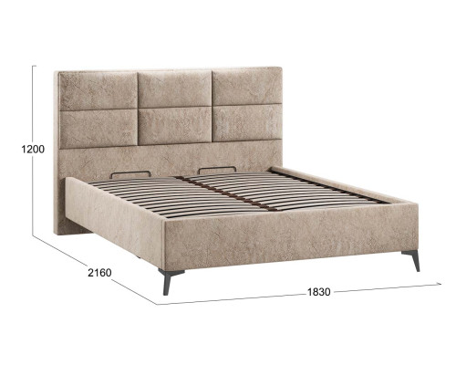 Кровать с ПМ «Делана», 160, Микровелюр Wellmart Dark Beige (с подъемным механизмом) Кровать с ПМ «Делана», 160, Микровелюр Wellmart Dark Beige (с подъемным механизмом)