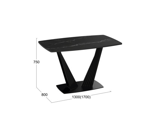 Стол раздвижной «Фабио» Тип 1,черный муар, стекло матовое черный мрамор