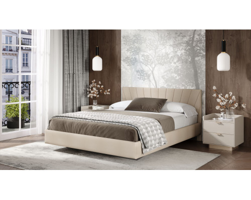 Кровать без ПМ «Эвори» 140 тип 1 (без подъемного механизма), велюр Confetti Cream