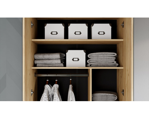 Шкаф для одежды «Джоли» 900, дуб крафт золотой, графит матовый