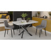 Стол обеденный раздвижной «Ниагара» Тип 1, черный муар, стекло матовое белый мрамор