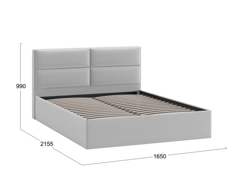 Кровать без ПМ «Глосс» Тип 1 ,1600(без подъемного механизма),Велюр Confetti Silver