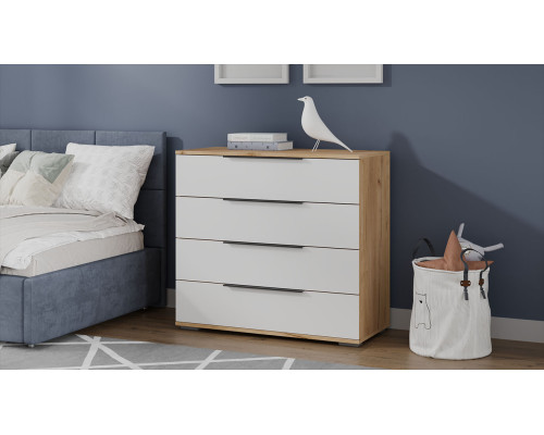 Комод «Джоли», Дуб Крафт золотой, Белый матовый