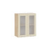 Шкаф навесной 600 c двумя дверями со стеклом «Кимберли», Дуб Крафт золотой, Крем