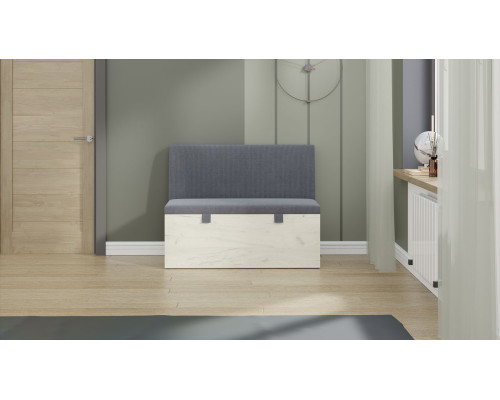 Скамья прямая «Мальта», дуб крафт белый, микровелюр Linea Grande 83/Connect 83 (серый)