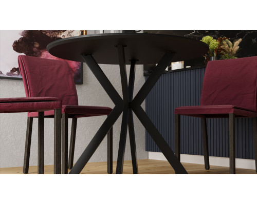 Стол обеденный «Эрвин» Тип 1, черный муар, керамика матовая черный мрамор