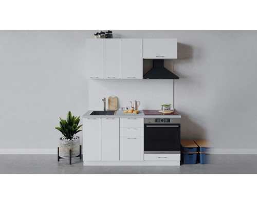 Кухонный гарнитур «Весна» длиной 160 см со шкафом НБ, Белый, Белый глянец