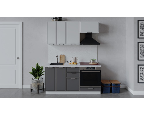 Кухонный гарнитур «Белладжио» длиной 160 см со шкафом НБ, белый, фон белый, соф