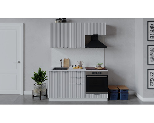 Кухонный гарнитур «Кимберли» длиной 160 см со шкафом НБ, Белый, Сноу