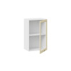 Шкаф навесной 450 c одной дверью со стеклом «Бьянка», Белый, Дуб ваниль