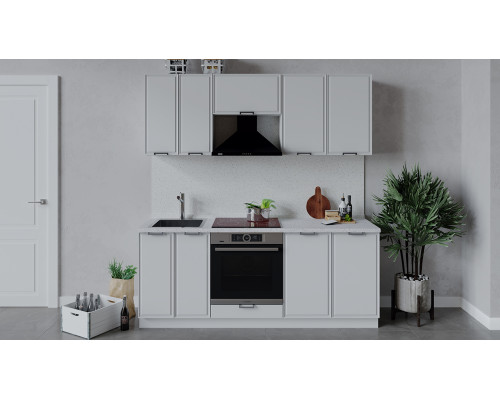 Кухонный гарнитур «Белладжио» длиной 200 см со шкафом НБ, белый, фон белый