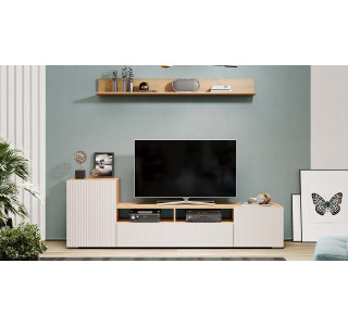 Гостиная «Сильвия» тип 2, дуб крафт золотой, кашемир сатин