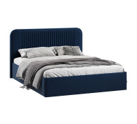 Кровать с ПМ «Тиффани» 1600 тип 1 с заглушиной, Микровелюр Wellmart Blue