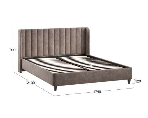 Кровать с ПМ «Шанель» 160 (с подъемным механизмом), Микровелюр Wellmart Latte