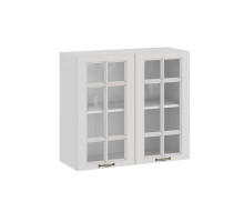 Шкаф навесной 800 c двумя дверями со стеклом «Лина», Белый