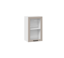Шкаф навесной 450 c одной дверью со стеклом «Лорас», Белый, Холст латте