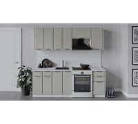 Кухонный гарнитур «Белладжио» длиной 220 см,белый, софт панакота