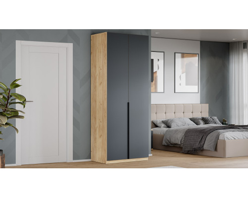 Шкаф для одежды «Джоли» 900, дуб крафт золотой, графит матовый