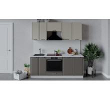 Кухонный гарнитур «Белладжио» длиной 200 см со шкафом НБ,белый, софт панакота, софт капучино