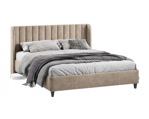 Кровать с ПМ «Шанель» 160 (с подъемным механизмом), Микровелюр Wellmart Dark Beige