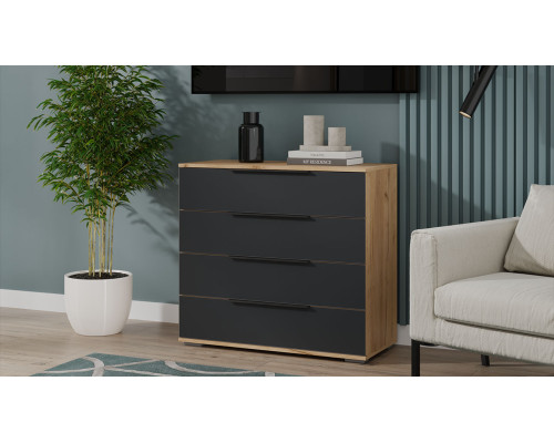 Комод «Джоли», Дуб Крафт золотой, Графит матовый